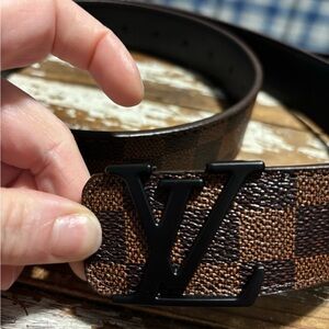 Louis Vuitton Black and Brown Checkered Belt